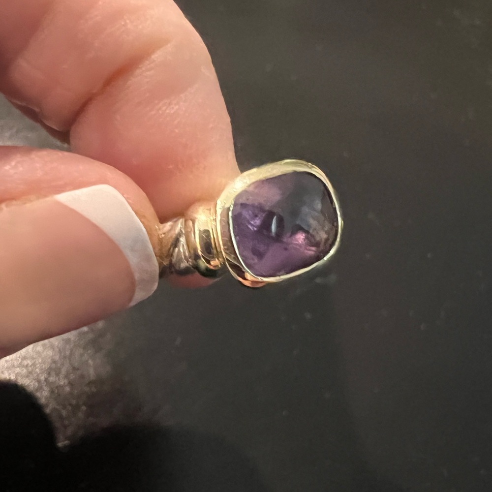 David Yurman Amethyst Noblesse 14k Yellow Gold/Sterling Silver Cable Ring Sz 6.5